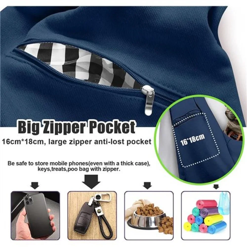 Small Dogs Puppy Sling Carrier (Dark Blue, , Adjustable Strap & Zipper Pocket)